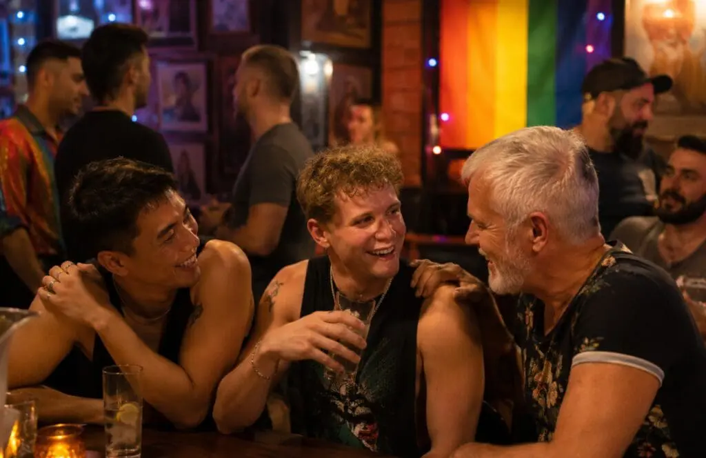 image montrant la convivialité intergénérationnelle dans un lieu de socialisation LGBTQ+
