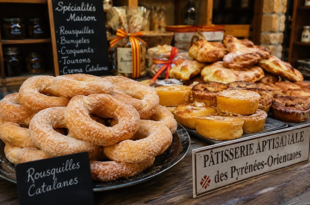 photo de rousquilles catalanes et d'une pâtisserie artisanale des Pyrénées-Orientales